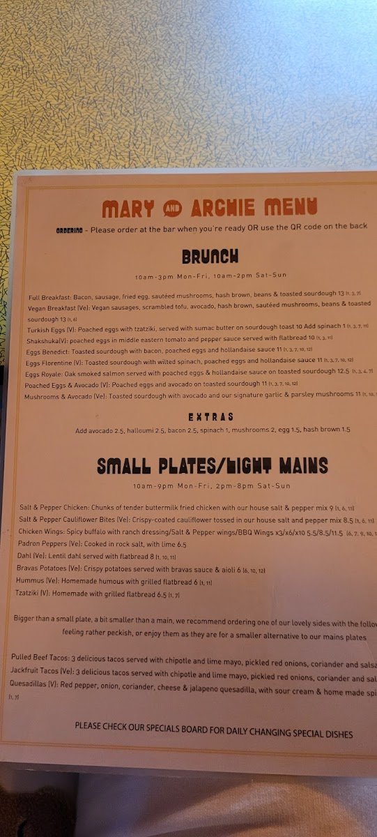 Mary & Archie Menu - Image 4